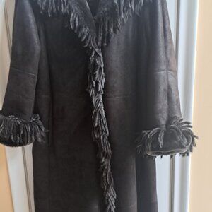 Beautiful, long, brown shearling coat
